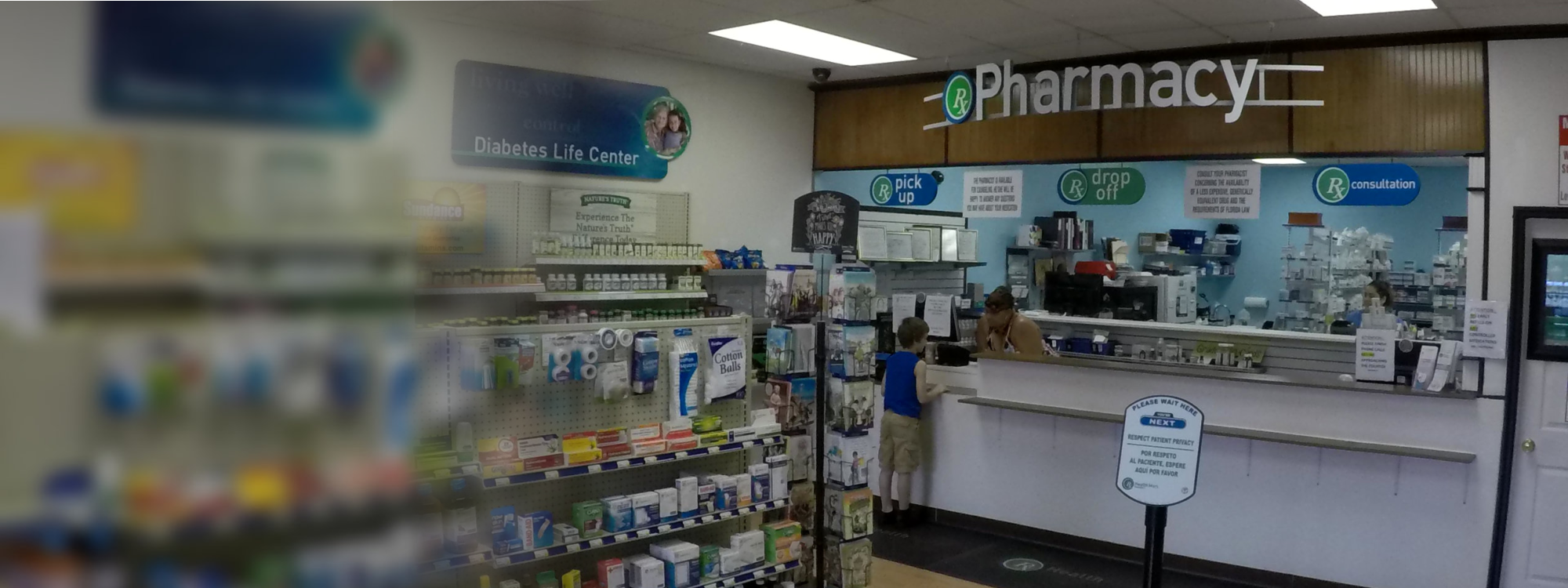 kid in a pharmacy